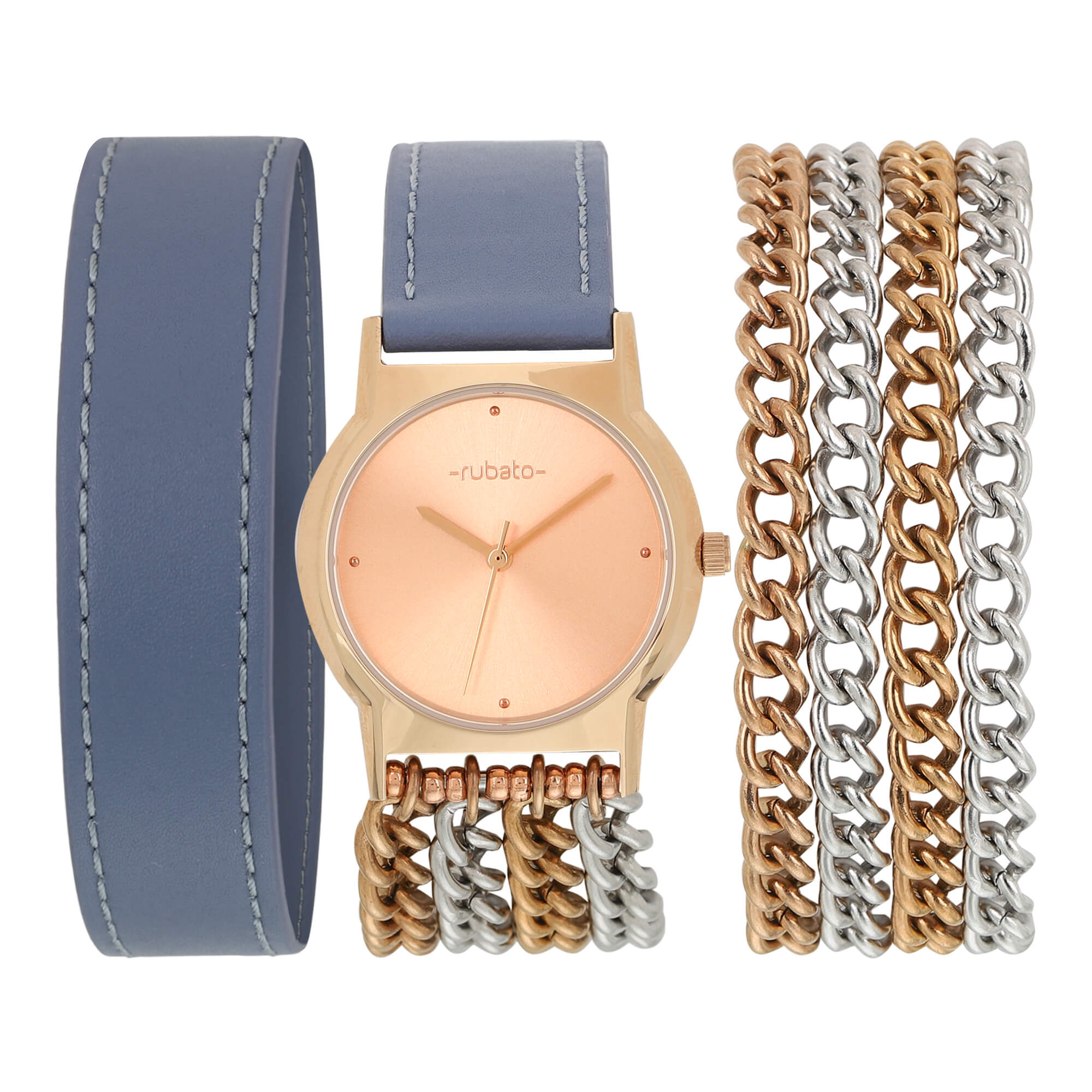 The Dream Wrap - Round Rose Gold - Blue
